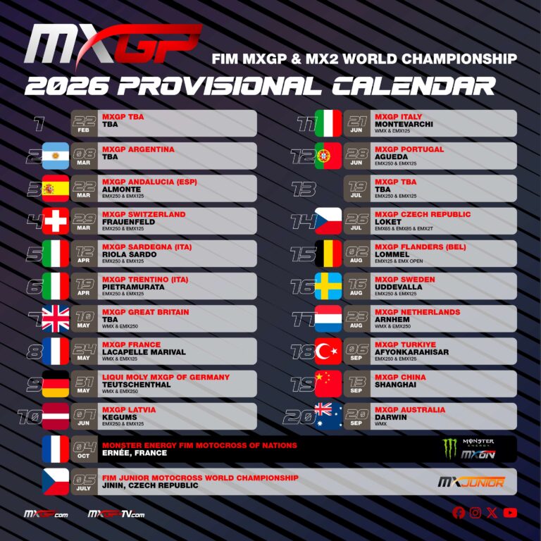 Provisional 2026 MXGP Calendar - MX1Onboard.com