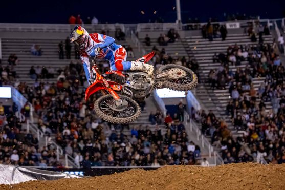 Hunter Lawrence at AMA Supercross Series Round 17 at Rice Eccles Stadium in Salt Lake City, UT, USA on 11 May, 2024. // Garth Milan / Red Bull Content Pool // SI202405130069 // Usage for editorial use only //