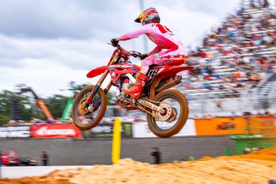 Jett Lawrence races at Round 1 of the AMA SuperMotoCross Series at Charlotte Motor Speedway in Concord, NC, USA on 09 September, 2023. // Garth Milan / Red Bull Content Pool // SI202309110598 // Usage for editorial use only //