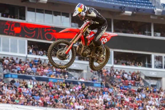 Hunter Lawrence races at Round 15 of the AMA Supercross Series at Nissan Stadium in Nashville, TN, USA on 29 April, 2023. // Garth Milan / Red Bull Content Pool // SI202305010006 // Usage for editorial use only //