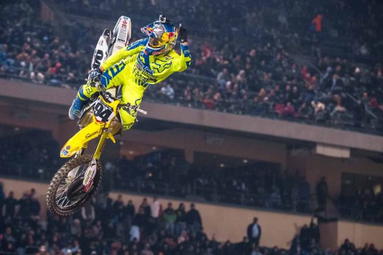 Ken Roczen races during the Main Event of Round 1 of the AMA Supercross Series at Angel Stadium, in Anaheim, California, USA on January 3rd, 2015 // Garth Milan / Red Bull Content Pool // SI201501050053 // Usage for editorial use only //