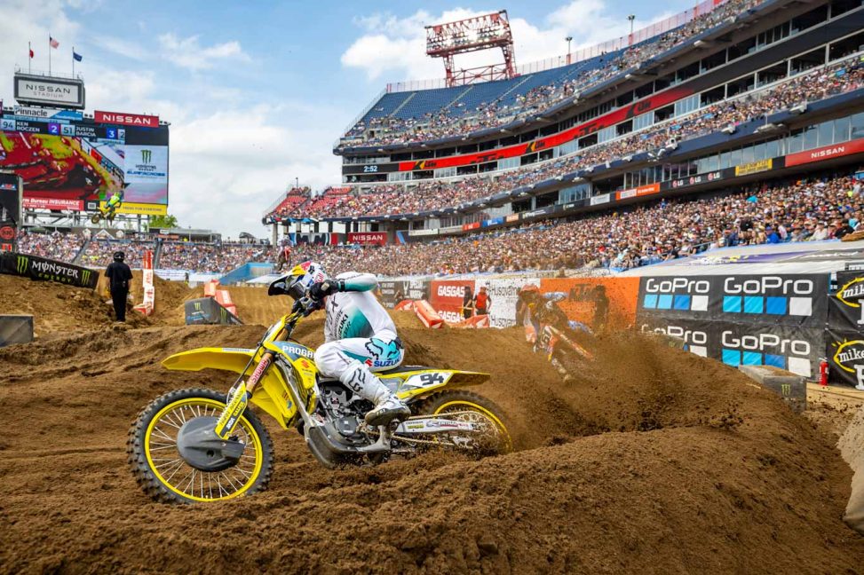 Ken Roczen races at Round 15 of the AMA Supercross Series at Nissan Stadium in Nashville, TN, USA on 29 April, 2023. // Garth Milan / Red Bull Content Pool // SI202305010011 // Usage for editorial use only //