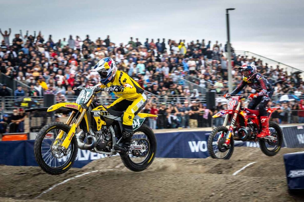 Ken Roczen and Justin Barcia at Red Bull Straight Rhythm in Huntington Beach, CA, USA on 15 October, 2022. // Garth Milan / Red Bull Content Pool // SI202210160144 // Usage for editorial use only //