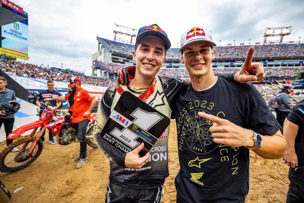 Hunter Lawrence races at Round 15 of the AMA Supercross Series at Nissan Stadium in Nashville, TN, USA on 29 April, 2023. // Garth Milan / Red Bull Content Pool // SI202305010039 // Usage for editorial use only //