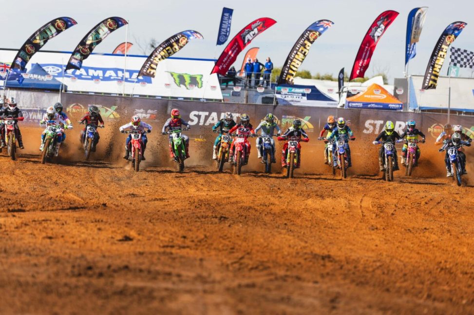 MX1 Race 1 at Rd 5 ProMX Championship, Murray Bridge,South Australia.
Image Details
Camera: Canon Canon EOS R3
Lens: RF100-300mm F2.8 L IS USM
f 2.8
1/1600 sec
ISO 100
Credit: Marc Jones/Foremost Media
Date: 23 June 2024